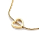 Placage ionique (ip) 304 collier de perles en forme de cœur en acier inoxydable avec chaînes serpent rondes NJEW-F318-03G-2