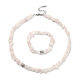 Collana con perline di quarzo rosa naturale e braccialetto elastico SJEW-JS01281-02-1