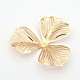 3  - 花弁の花のラックメッキ鉄ビー​​ズキャップ  ライトゴールド  46x47x0.3mm  穴：2mm X-IFIN-D071-2