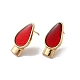 Christmas Candle Alloy Resin Stud Earrings for Women EJEW-E284-05LG-1