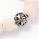 Cross & Heart Lava Rock Beads Charm Stretch Bracelets BJEW-D322-02-2
