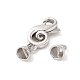 Rhodium Plated 925 Sterling Silver Lobster Claw Clasps with Cord End STER-G038-05P-2