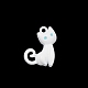 合金エナメル、焼き付け塗装ペンダント  猫  ホワイト  20x15x4mm  穴：1.8mm PALLOY-D065-04-2