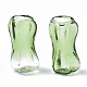 半手動吹きガラス瓶  DIYガラスバイアルペンダントチャーム用  直方体の  ライムグリーン  29.5~31x13~14x13~14mm  半分穴：1.5mm GLAA-R213-01B-3