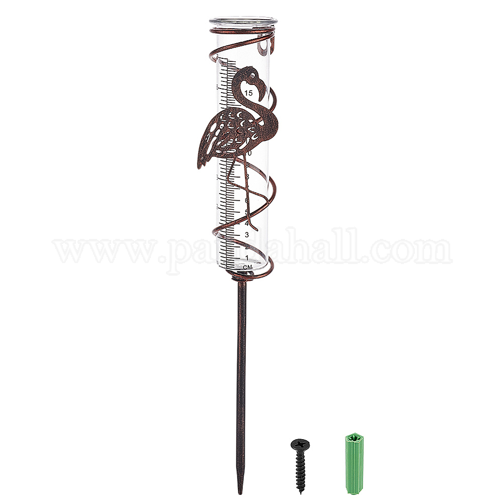 Wholesale SUPERDANT 17cm Capacity Flamingos Glass Spiral Rain Gauge