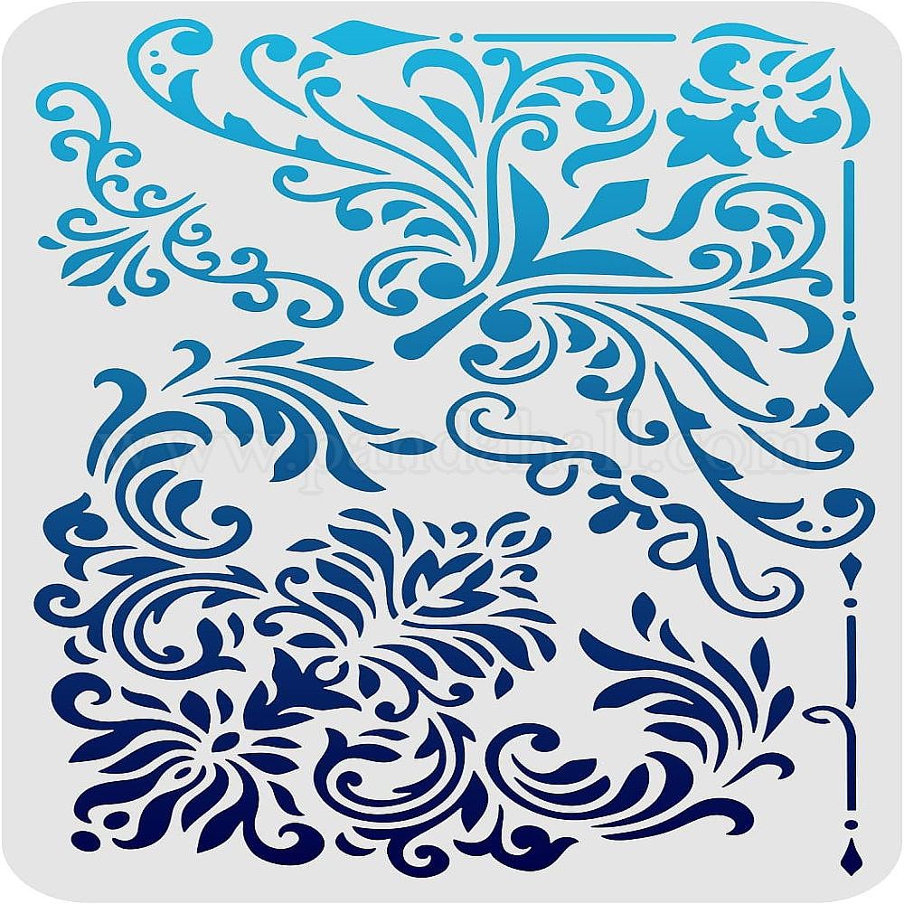 Lot De 50 Pochoirs Réutilisables Fleurs, Papillons, Oiseaux - Pour Peinture Murale DIY, Décorations - 12