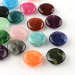 Плоские круглые имитация драгоценных камней акриловые бусины, разноцветные, 22x8.5 мм, отверстие : 2 мм, Около 190 шт / 500 г