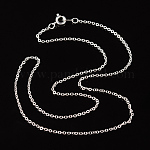 Collares de cadena de latón chapado en color plata sin níquel, cadena: 2 mm de largo, 1.5 mm de ancho, 18 pulgada