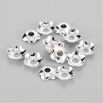 Silver Color Plated Flower Brass Spacer Bead Caps, Jewelry Making Findings, Size: about 4mm in diameter, hole, 1.2mm, about 340pcs/10g