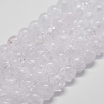Natural Crackle Quartz Beads Strands, Round, Grade A, 4mm, Hole: 0.8mm, about 90pcs/strand, 15.1 inch
