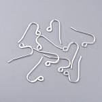 304 Stainless Steel French Earring Hooks, Flat Earring Hooks, Ear Wire, Silver, 12x22x1mm, Hole: 1.5x1mm, Pin: 1mm