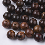 Perline di legno naturale, perle di legno cerate, undyed, tondo, marrone noce di cocco, 8mm, Foro: 1.5 mm