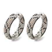 Серьги-кольца из латуни с микропаве из кубического циркония EJEW-H016-21P