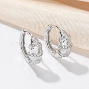 Серьги-кольца из латуни с прозрачным фианитом EJEW-Q014-21P