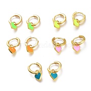Серьги-кольца Huggie из латуни с эмалью KK-A150-10G-RS