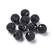 CZ латунные круглые бусины класса ААА с кубическими циркониями KK-O065-8mm-01B-NR