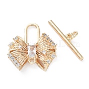 Brass Pave Clear Cubic Zirconia Toggle Clasps KK-G474-04G