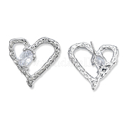 Clear Cubic Zirconia Heart Stud Earrings EJEW-N012-51P-B
