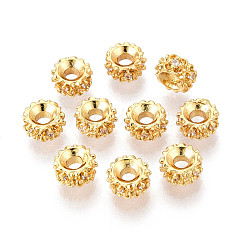 Spacer бисер латунные, с кристально горный хрусталь, без никеля , цветок, реальный 18k позолоченный, 5.5x3 мм, отверстие : 2 мм