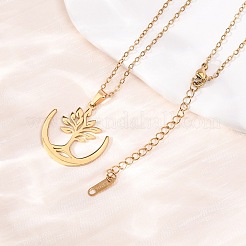 Colliers à pendentif arbre en acier inoxydable 304 avec chaîne câble pour hommes et femmes&nbsp;NJEW-K308-05D-G
