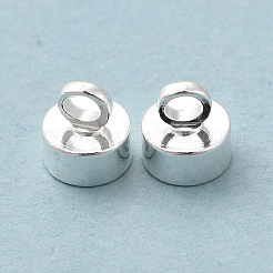 真鍮製ペンダントベイル  カドミウムフリー＆鉛フリー  フラットラウンド  925銀メッキ  5x5mm  穴：2mm&nbsp;KK-H442-03S