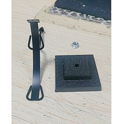 月型合金水晶玉ホルダー  ブラック  9x5x12.5cm  ブラケット：132x75x19mm  穴：14x10mm  ピン：5mm&nbsp;PALLOY-WH0816-007EB