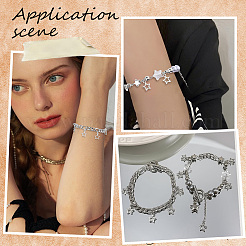 Звездные железные цепи браслеты с подвесками и цинковый сплав звезда кулон 3 слой ожерелья для женщин&nbsp;SJEW-SC0001-02