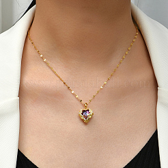 Collier pendentif coeur en zircone cubique avec chaînes en laiton&nbsp;HL6182