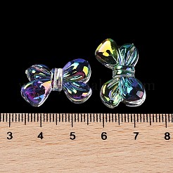 透明なアクリルビーズ  UVメッキ 虹色  蝶結び  14.5x22.5x7mm  穴：1.6mm&nbsp;MACR-K358-09E