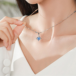 Ожерелья с подвеской в виде клевера из чистого серебра с прозрачными кубическими цирконами QB1121-2