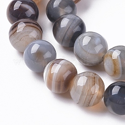 天然石縞瑪瑙/バンデットアゲートビーズ連売り  染め＆加熱  ラウンド  ペルー  14mm  穴：1.5mm  約28個/連  15.16インチ（38.5cm）&nbsp;G-G582-14mm-57