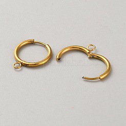 ステンレス フープ イヤリング  ラウンド  ゴールドカラー  18x2mm  穴：2.5mm&nbsp;STAS-WH0036-45G