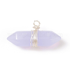 蓄光ガラスチャーム  シルバートーンの銅線を巻いた  弾丸  銀  11x23x7mm  穴：1.6mm&nbsp;PALLOY-JF01802-02