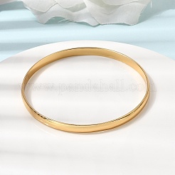 304ステンレススチール製プレーンバングル（女性・男性用）  イオンプレーティング（ip）  長持ちメッキ  ゴールドカラー  内径：2.68インチ（6.8cm）&nbsp;BJEW-Z167-01G-04