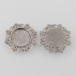 Тибетский стиль серебра антиквариата сеттинги цветка сплава лоток кабошон TIBE-M021-11AS