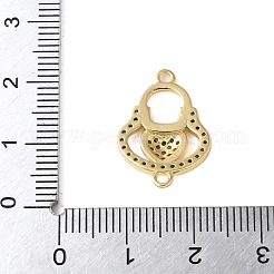 Подвески-шармы для сумочки в форме сердца с микропаве из латуни и разноцветными кубическими цирконами&nbsp;KK-A252-21G