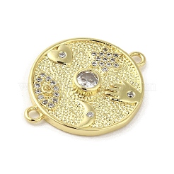 Покрытие стойки латунь проложить прозрачный кубический цирконий плоские круглые подвески-соединители&nbsp;KK-C052-43G