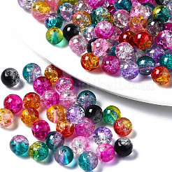 Прозрачный кракле выпечка расписные стеклянные бусины DGLA-N033-10