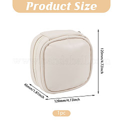 Pu レザー収納袋  ポリエステルと合金の金具付き  正方形  ホワイト  120x120x46mm&nbsp;AJEW-WH0752-698C