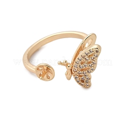 Оправа для кольца-манжеты из латуни с микропаве из кубического циркония в виде бабочки&nbsp;LS-KK-A244-01E-G