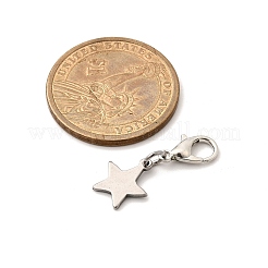スター 304 ステンレス ペンダント デコレーション  亜鉛合金カニカン付き  プラチナ＆ステンレス鋼色  26.5mm&nbsp;HJEW-JM03572