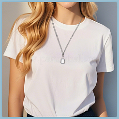 2 collana con ciondolo a forma di medaglione rettangolare in ottone con zirconi cubici trasparenti e vetro&nbsp;NJEW-WR0001-10