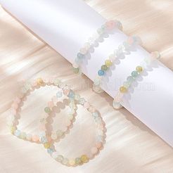 天然モルガナイトストレッチブレスレット  ラウンド  2-1/8インチ（5.5cm）&nbsp;X-BJEW-JB03738-04