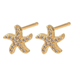 Ohrstecker aus Messing mit Mikropavé-Zirkonia für Damen&nbsp;EJEW-F418-20G