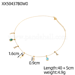 Halsketten aus Edelstahl 304 mit Mikropavé-Fassung und Zirkonia&nbsp;NJEW-OY002-55G