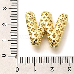 真鍮チャーム  中空文字チャーム  ラックめっき  長持ちメッキ  カドミウムフリー＆鉛フリー  文字W  22x25.5x7.5mm  穴：5x2.7mm&nbsp;KK-F884-G02-W