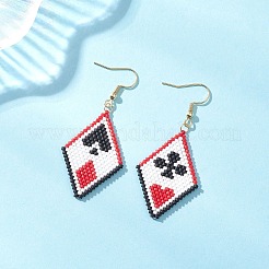 Серьги-подвески из ромбовидного бисера ручной работы&nbsp;EJEW-MZ00631