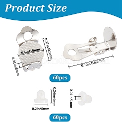 60 шт. латунные клипсы для сережек KK-SP0001-12P