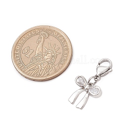 Подвеска с бантом из латуни с микропаве из прозрачных кубических цирконий&nbsp;HJEW-JM03650-02