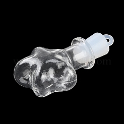 クリアガラスのウィッシングボトルペンダント  プラスチックシールプラグ付き  スターのチャーム  37x21x12.5mm  穴：2mm&nbsp;GLAA-A010-01D